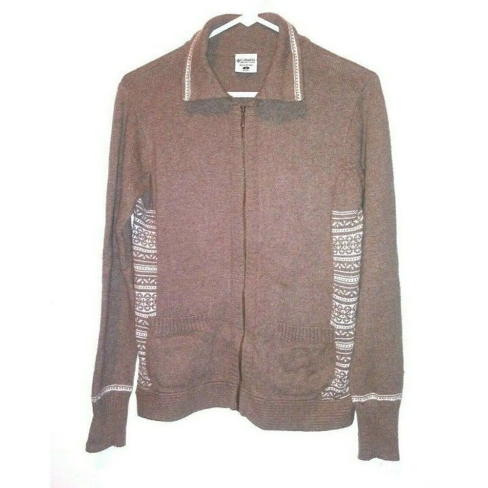 Columbia Sports Womens Cardigan angora blend sz M Full Zip collared long sleeve